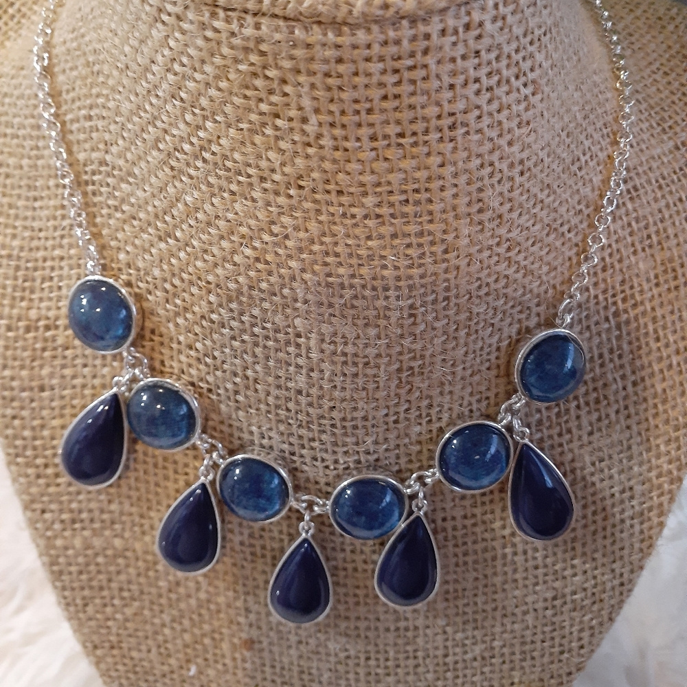 Liz Claiborne necklace blue silver